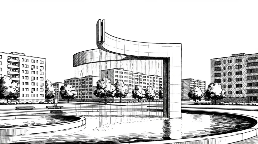 Park Andreja Hlinku Metal Plate Poster: Urban Serenity in Monochrome