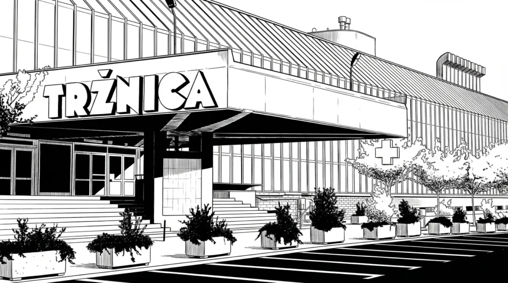 Tržnica: Industrial Geometry in Monochrome Metal