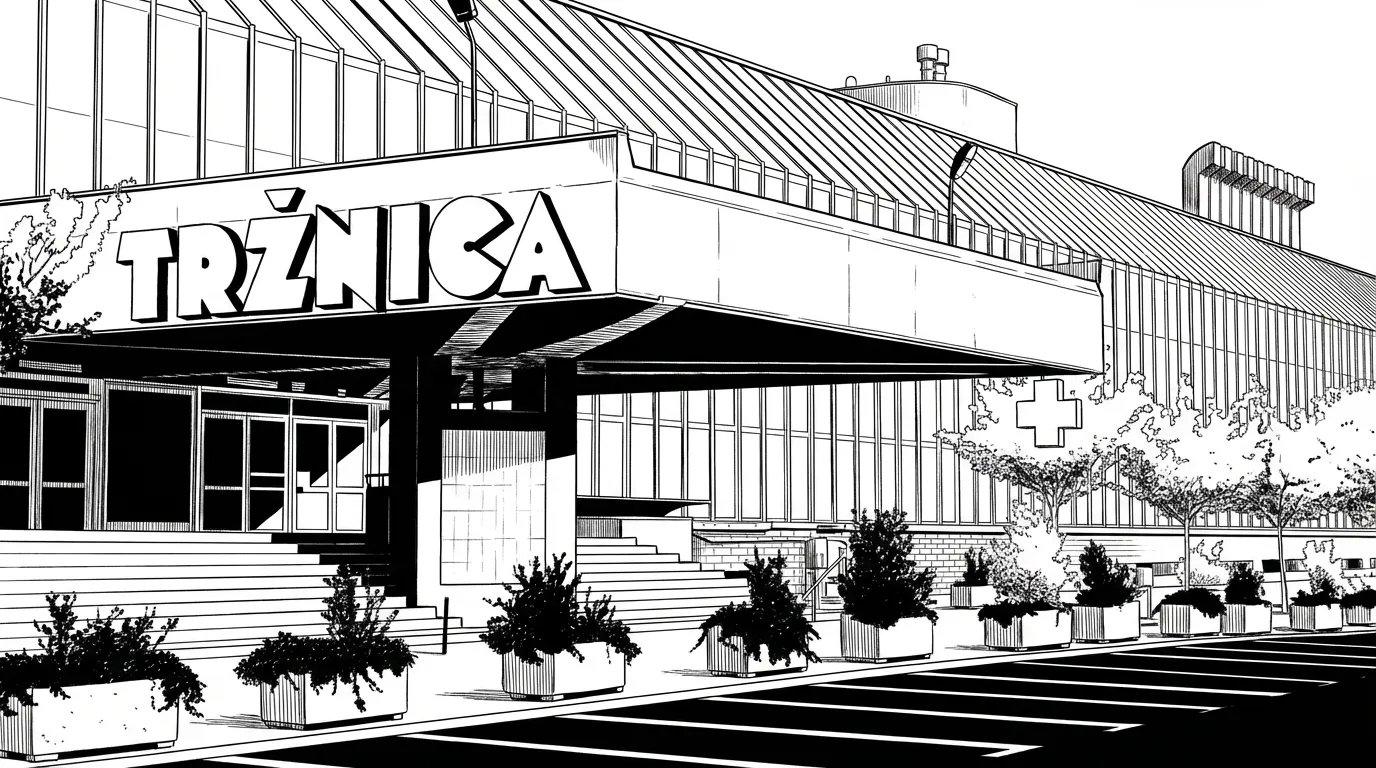 Tržnica: Industrial Geometry in Monochrome Metal