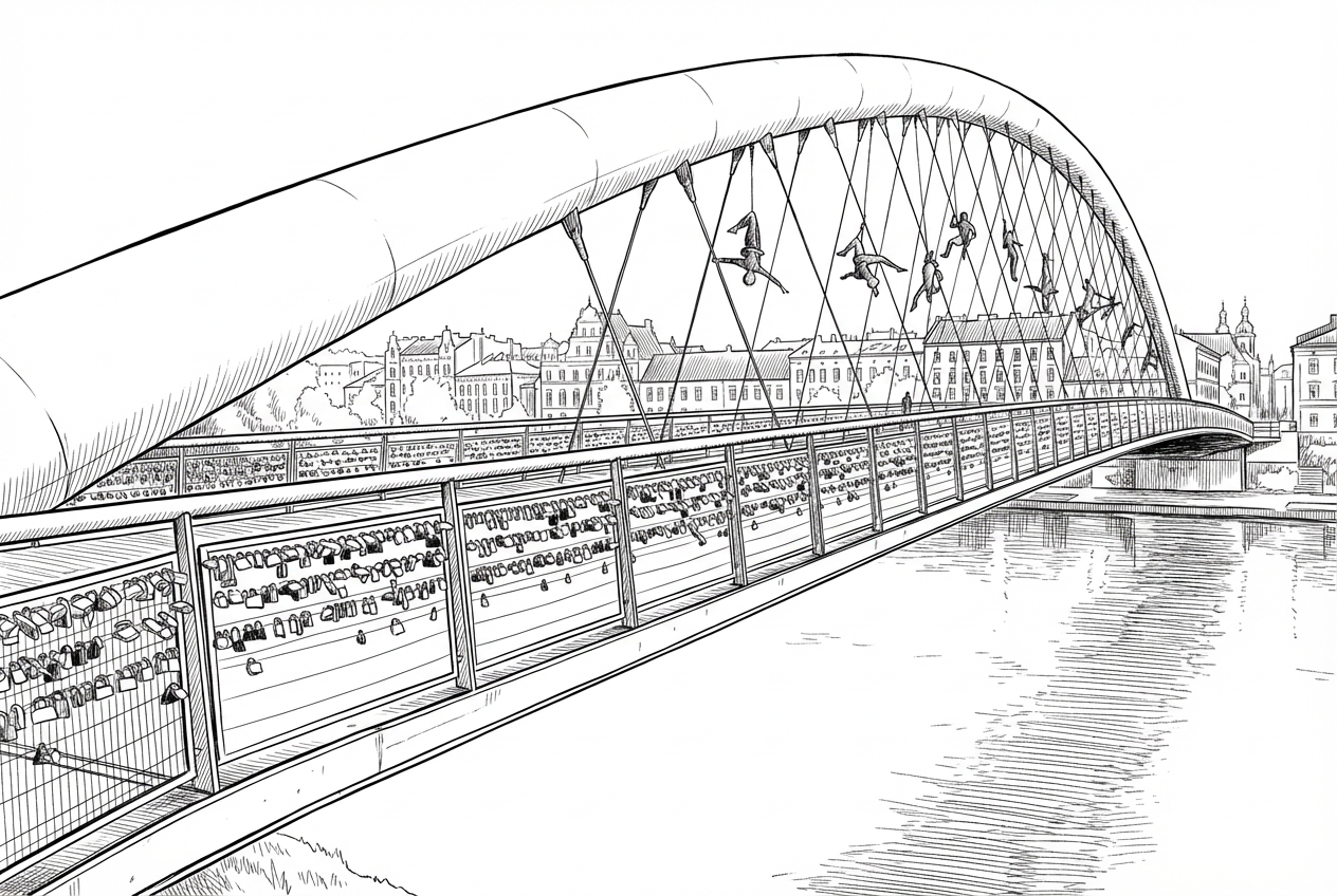 Father Bernatek’s Bridge – Minimalist Krakow Metal Plate