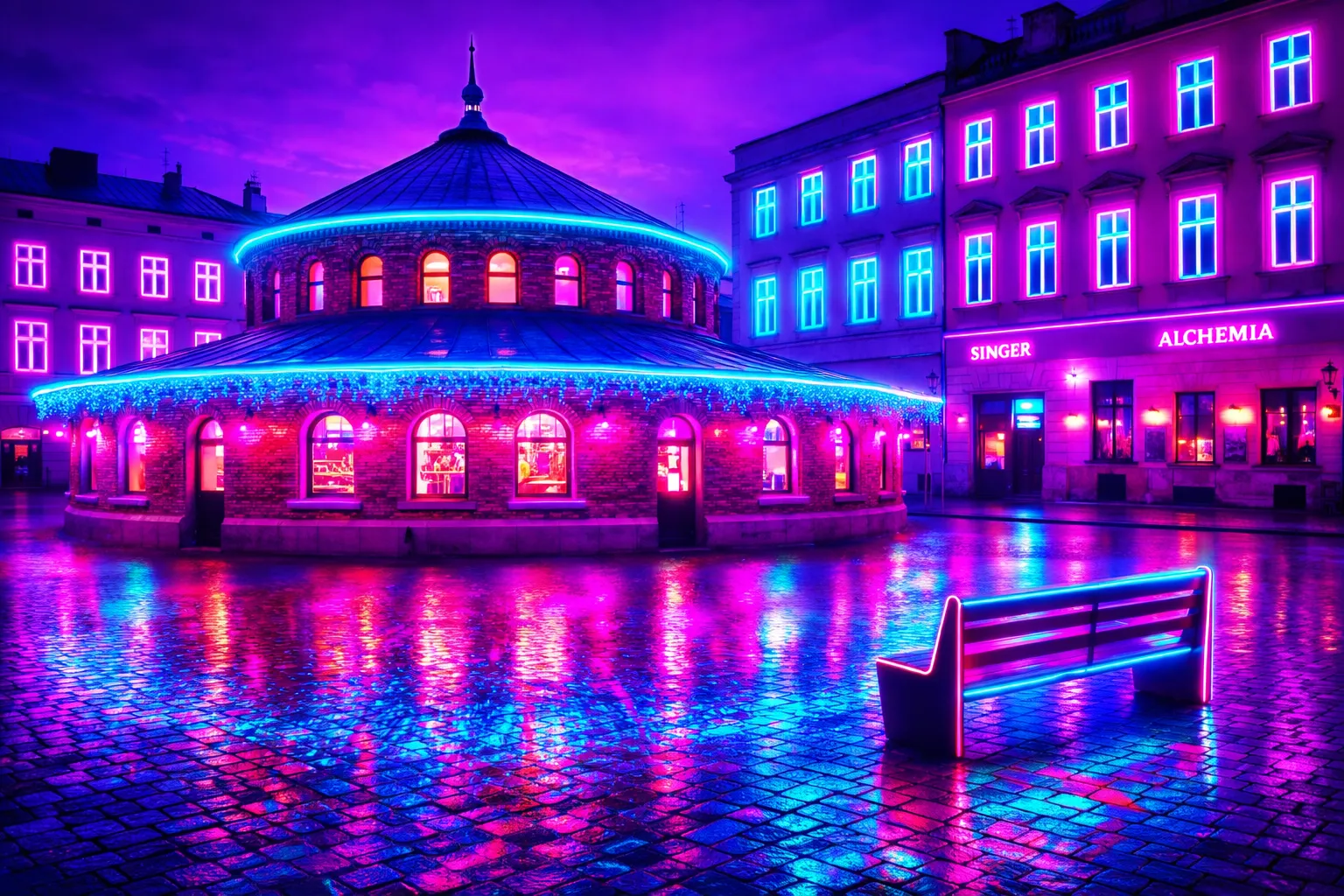 Plac Nowy – Cyberpunk Krakow Metal Plate