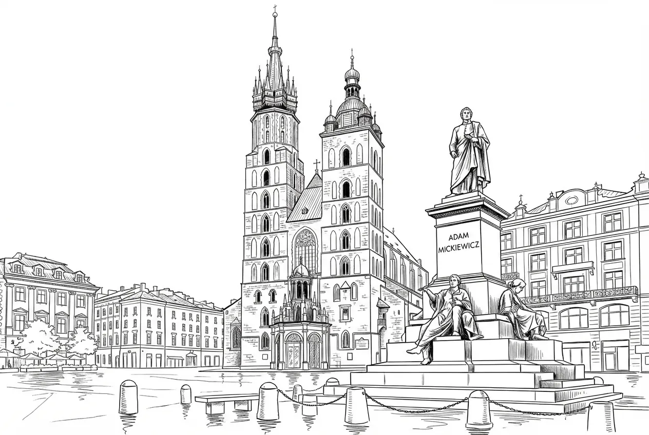 St Mary’s Basilica – Minimalist Krakow Metal Plate