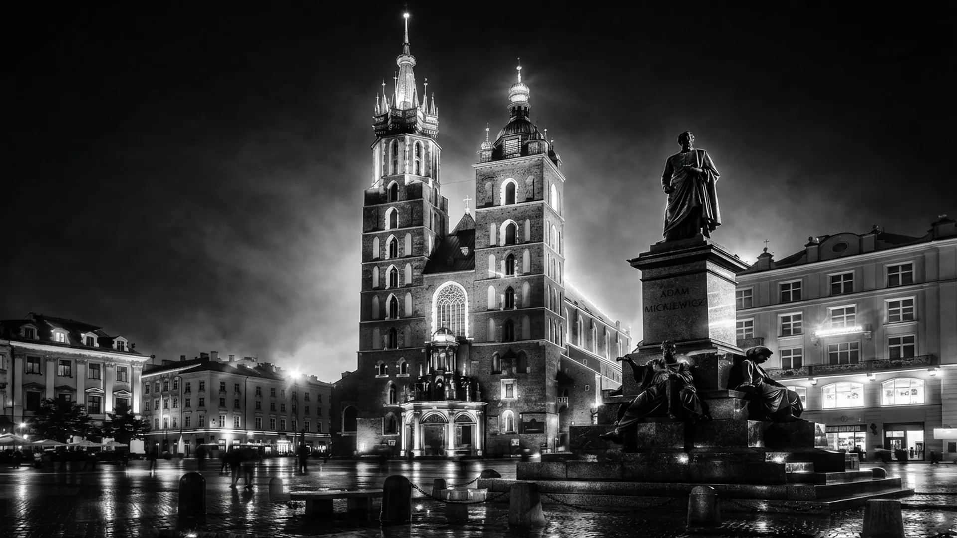 St Mary’s Basilica neon - Krakow Noir Collection - Metal Plate