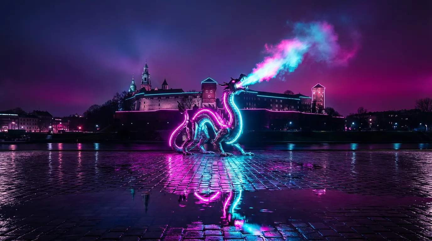 Wawel Dragon – Cyberpunk Krakow Metal Plate