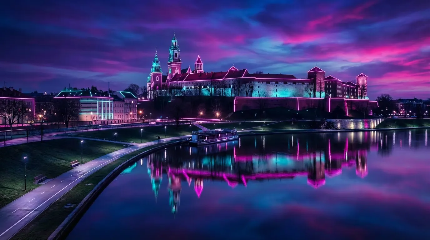Vistulan Boulevards – Cyberpunk Metal Plate Krakow