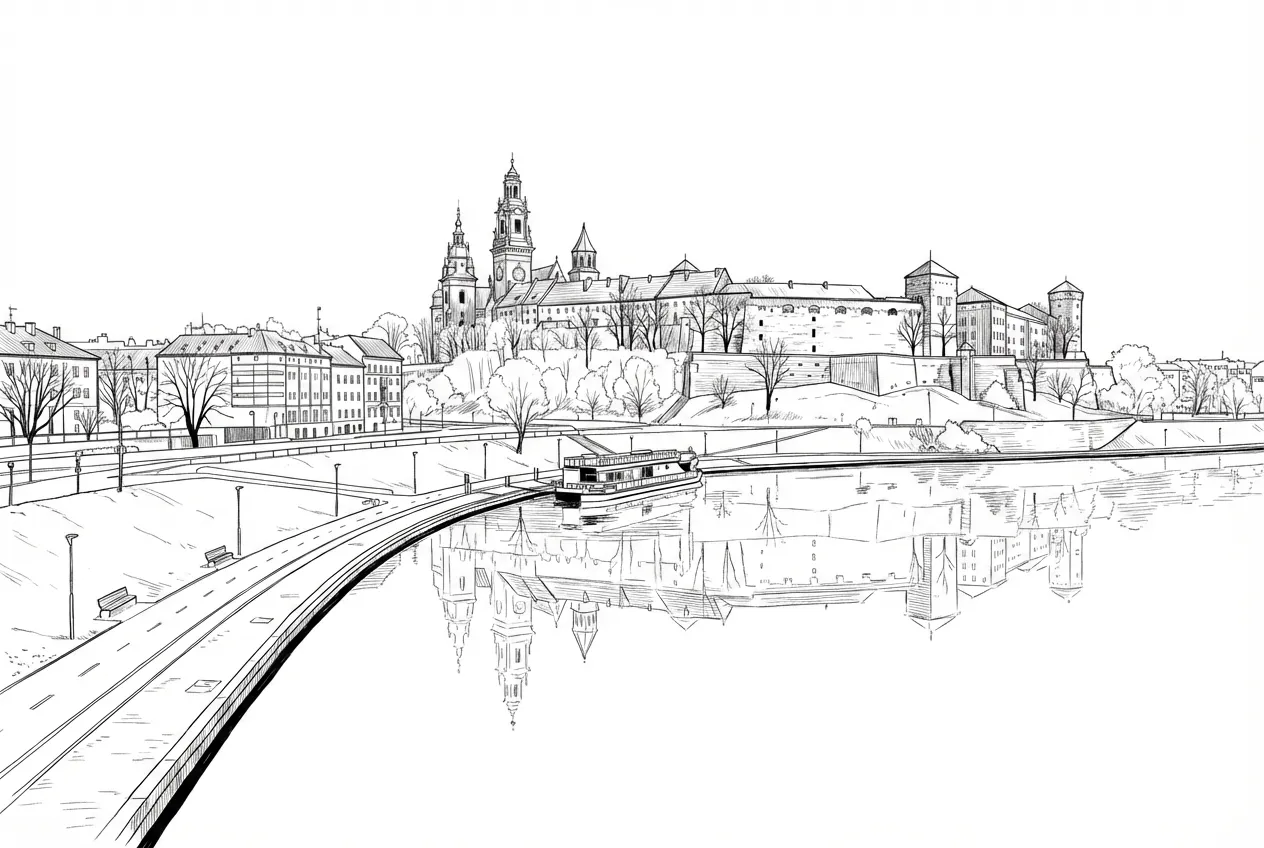 Vistulan Boulevards – Minimalist Krakow Artwork