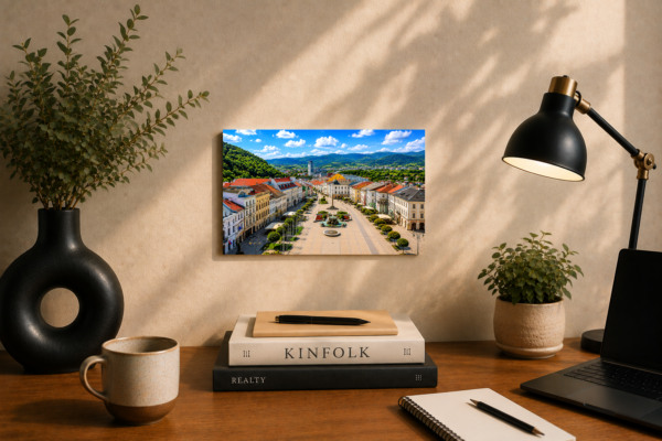 Banska Bystrica Main Square panoramic view - Eslaby urban metal art