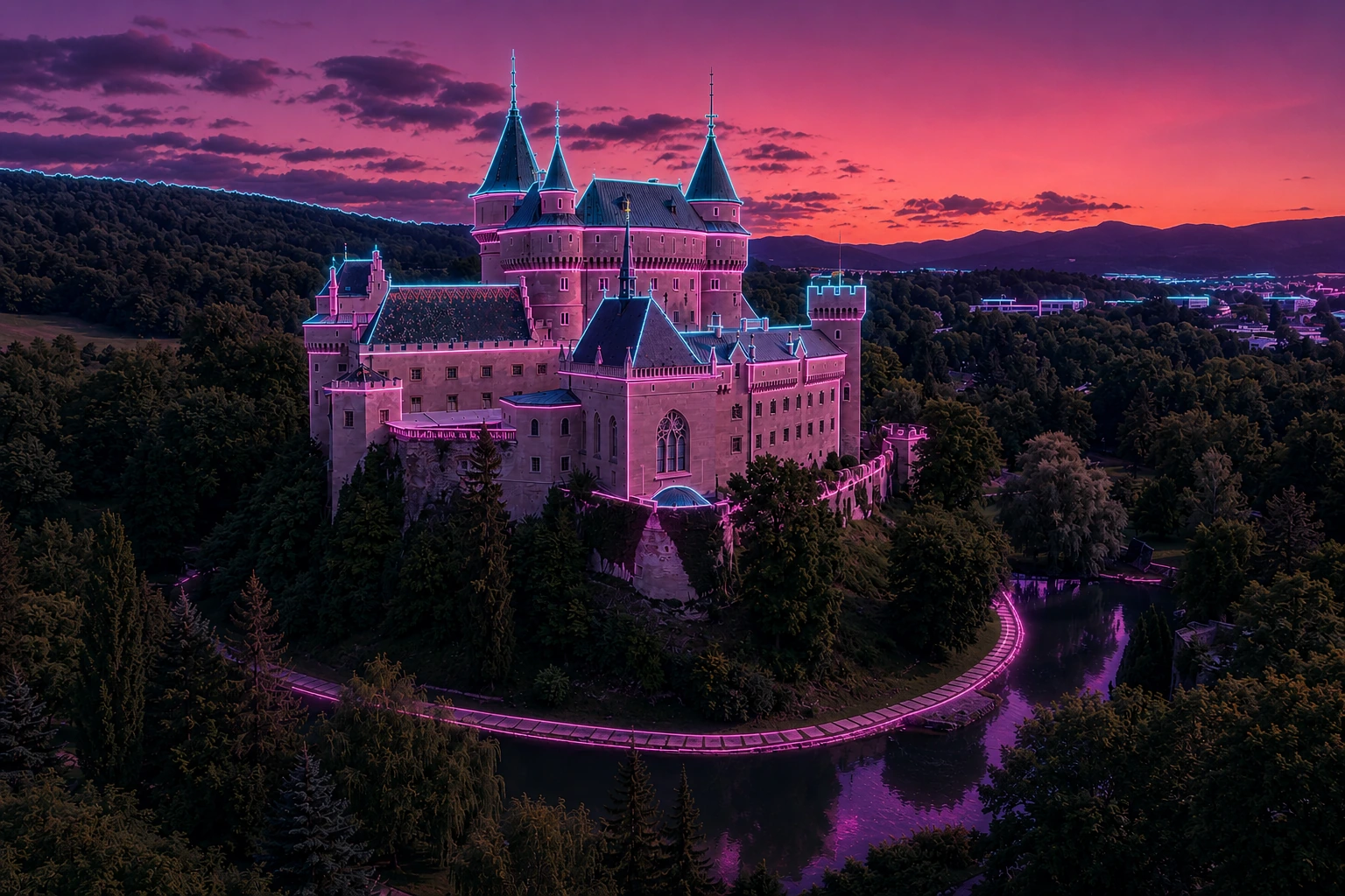 Bojnice – Cyberpunk Fairytale Fortress in the Green Valley Plaque