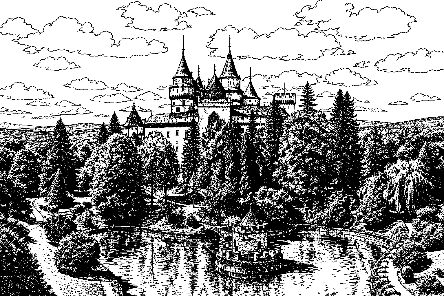 Bojnice Green Valley Monochrome Metal Plaque | Eslaby