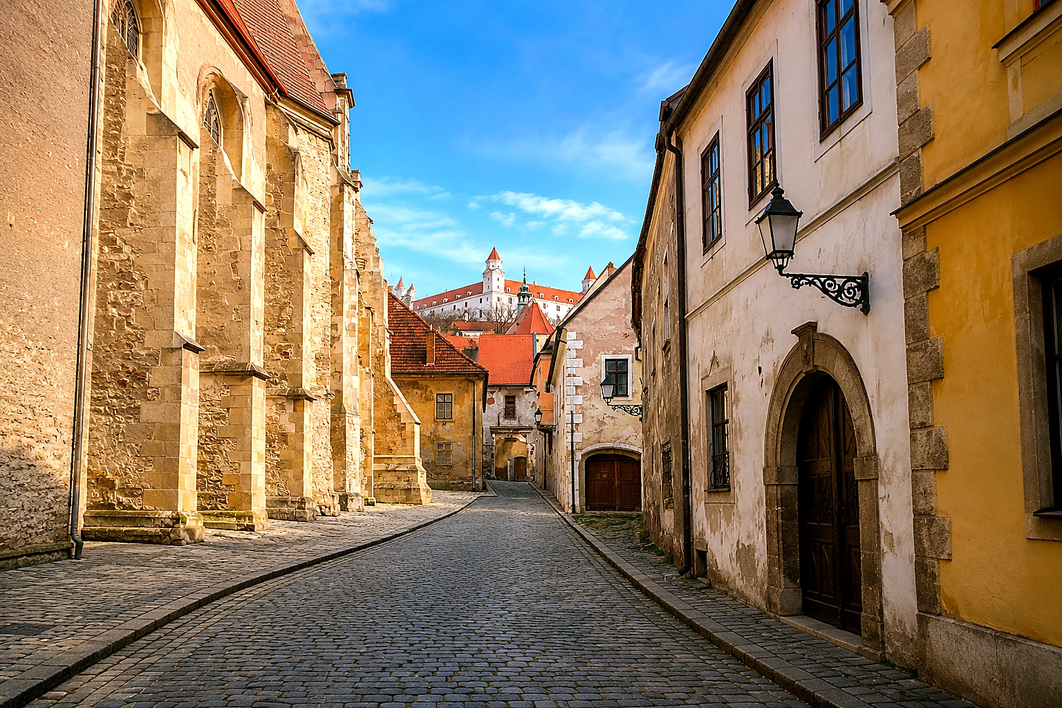Bratislava Castle from the Old Town Natural – Metal Plaque