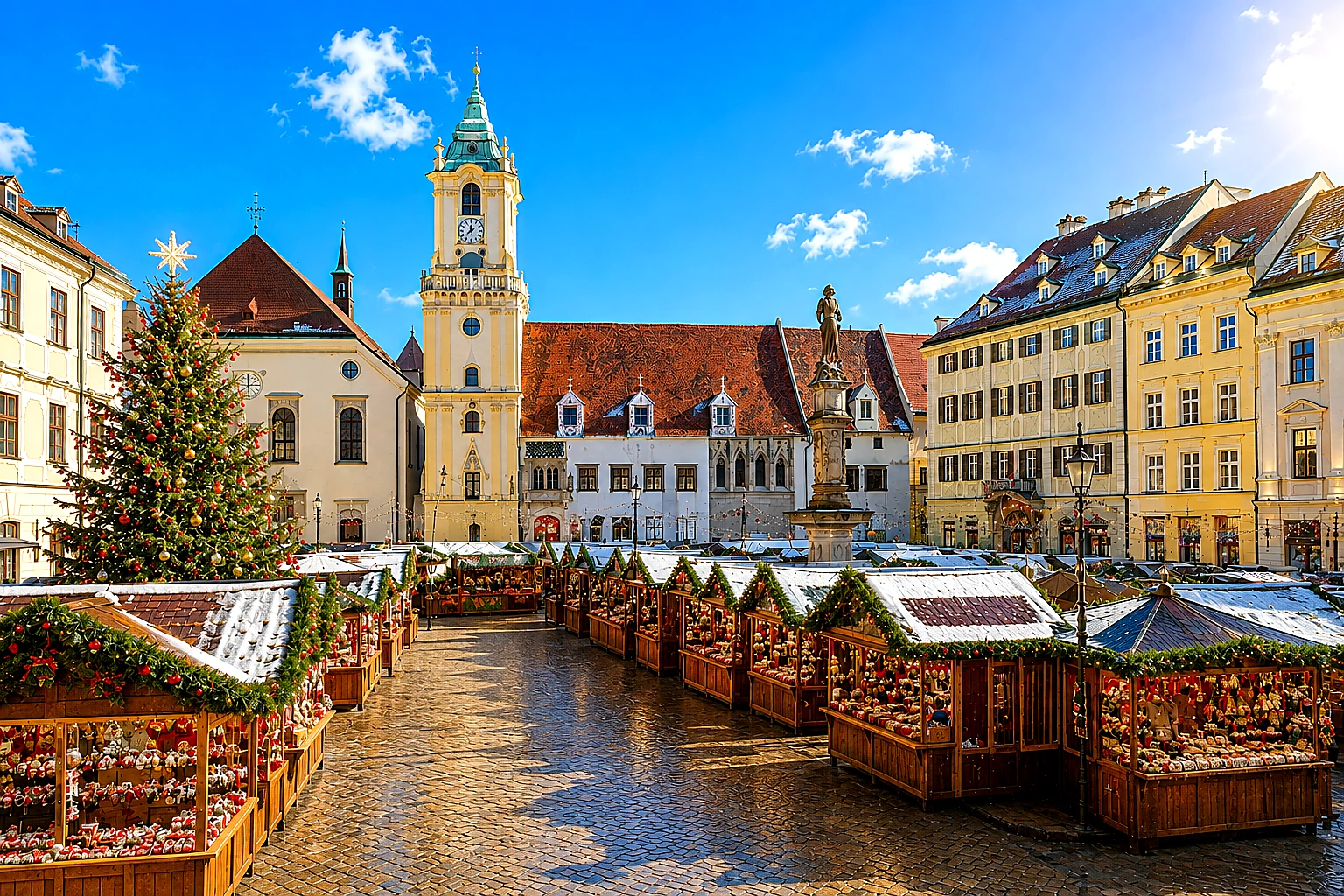 Bratislava Christmas Market Old Town Hall Natural – Metal Plaque