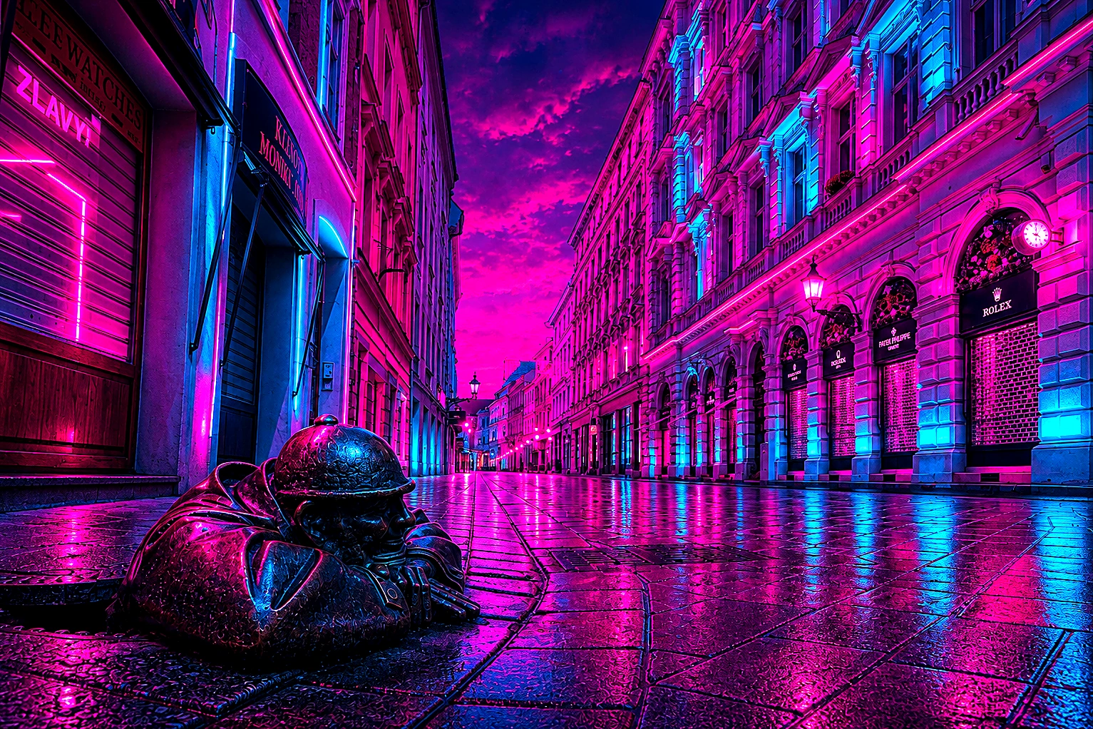 Čumil Bratislava Cyberpunk Metal Plaque | Eslaby