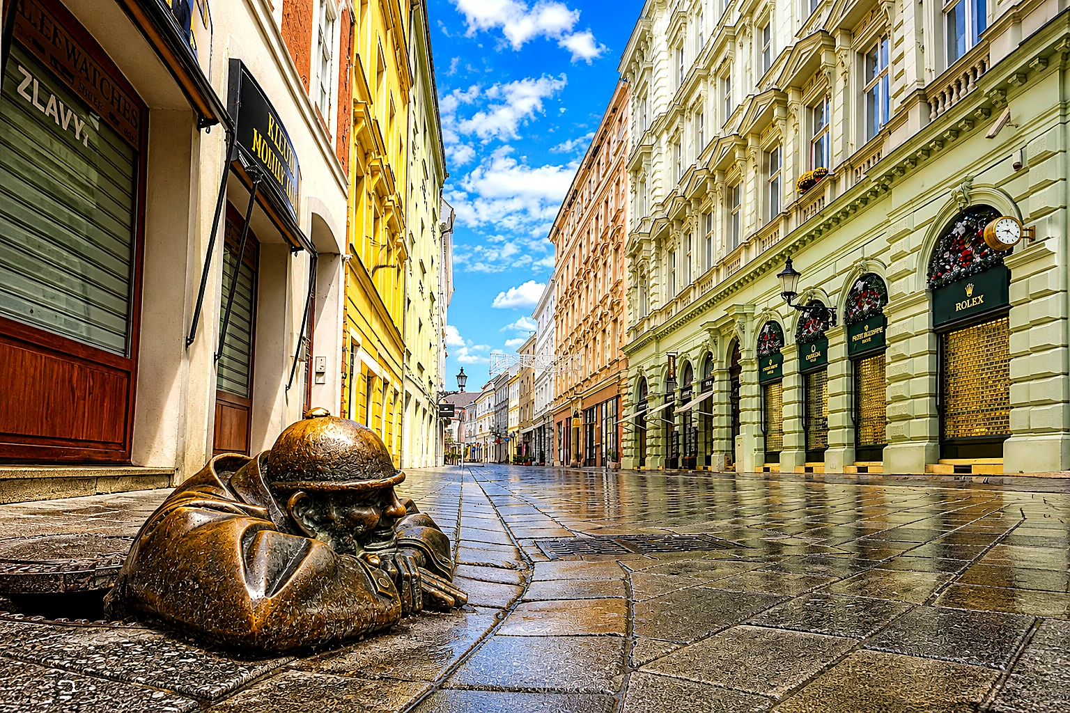 Čumil Man at Work Bratislava Natural – Metal Plaque