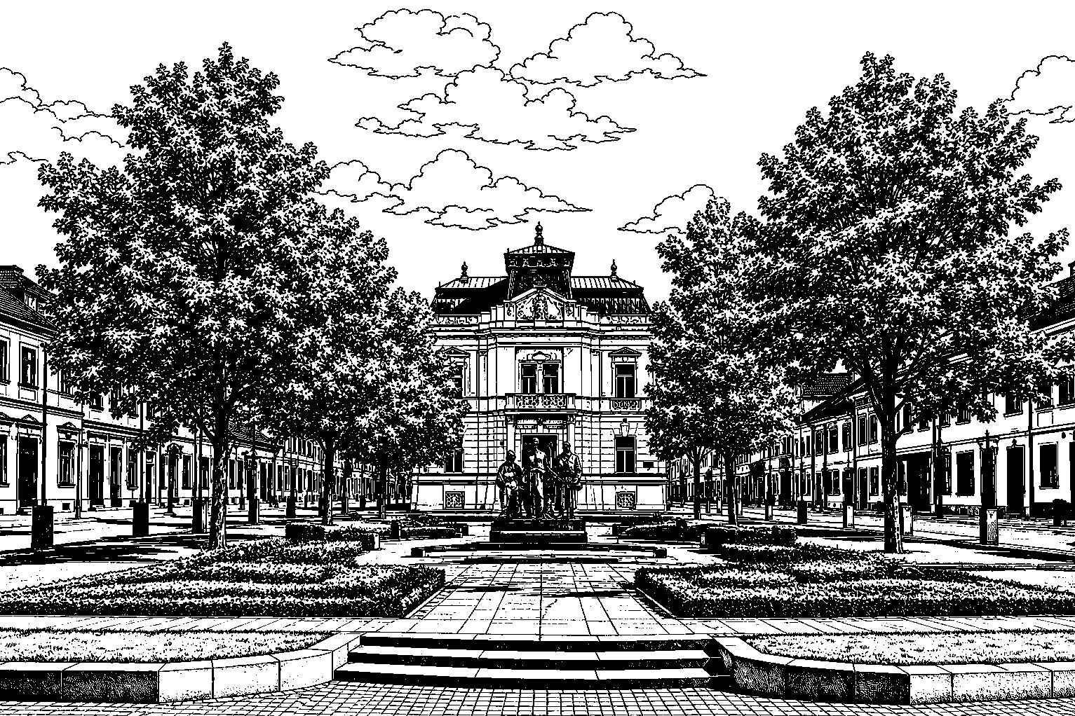 Martin – National Monument & Historic Square Monochrome Plaque
