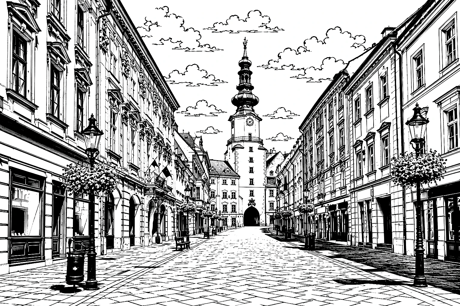 Michael’s Gate Bratislava Old Town Monochrome – Metal Plaque
