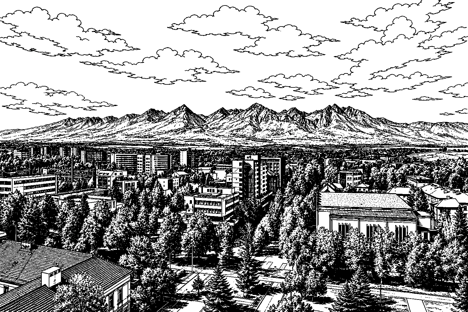 Poprad High Tatras Panorama Monochrome – Metal Plaque