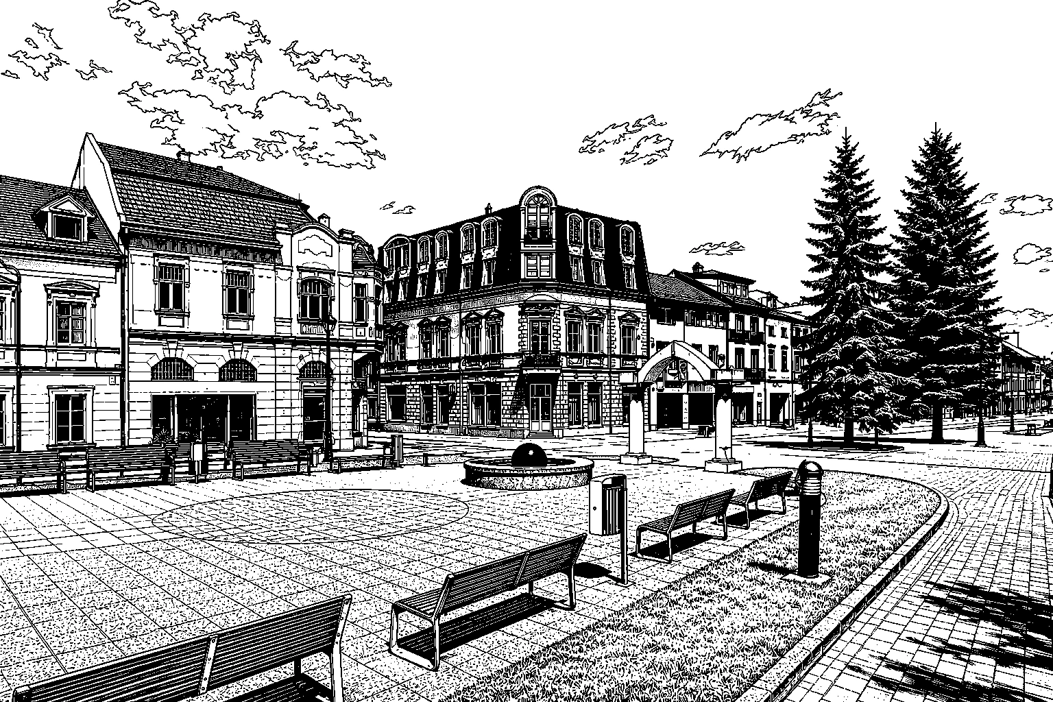 Poprad Námestie svätého Egídia Monochrome – Metal Plaque