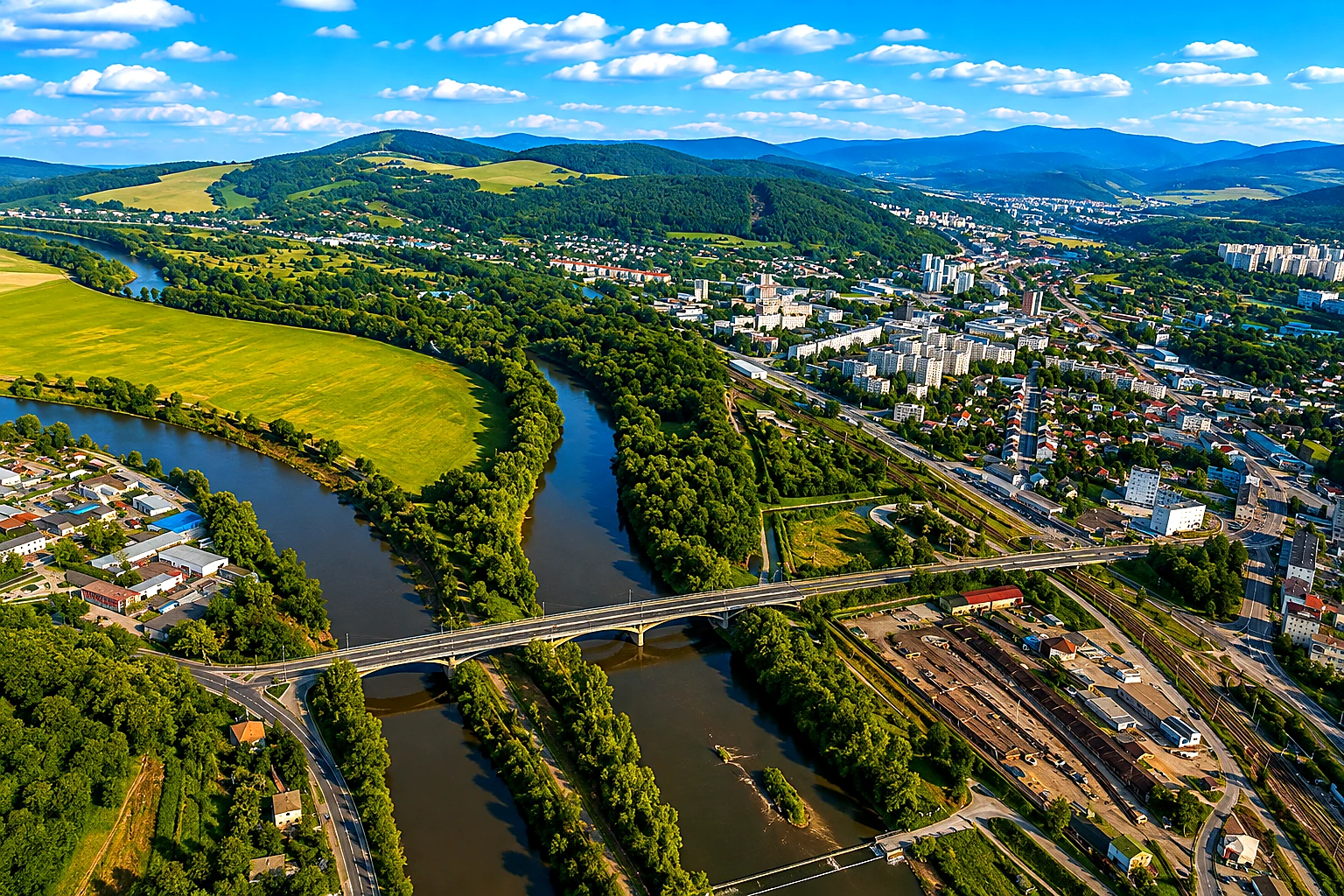 Považská Bystrica Váh River Panorama Natural – Metal Plaque