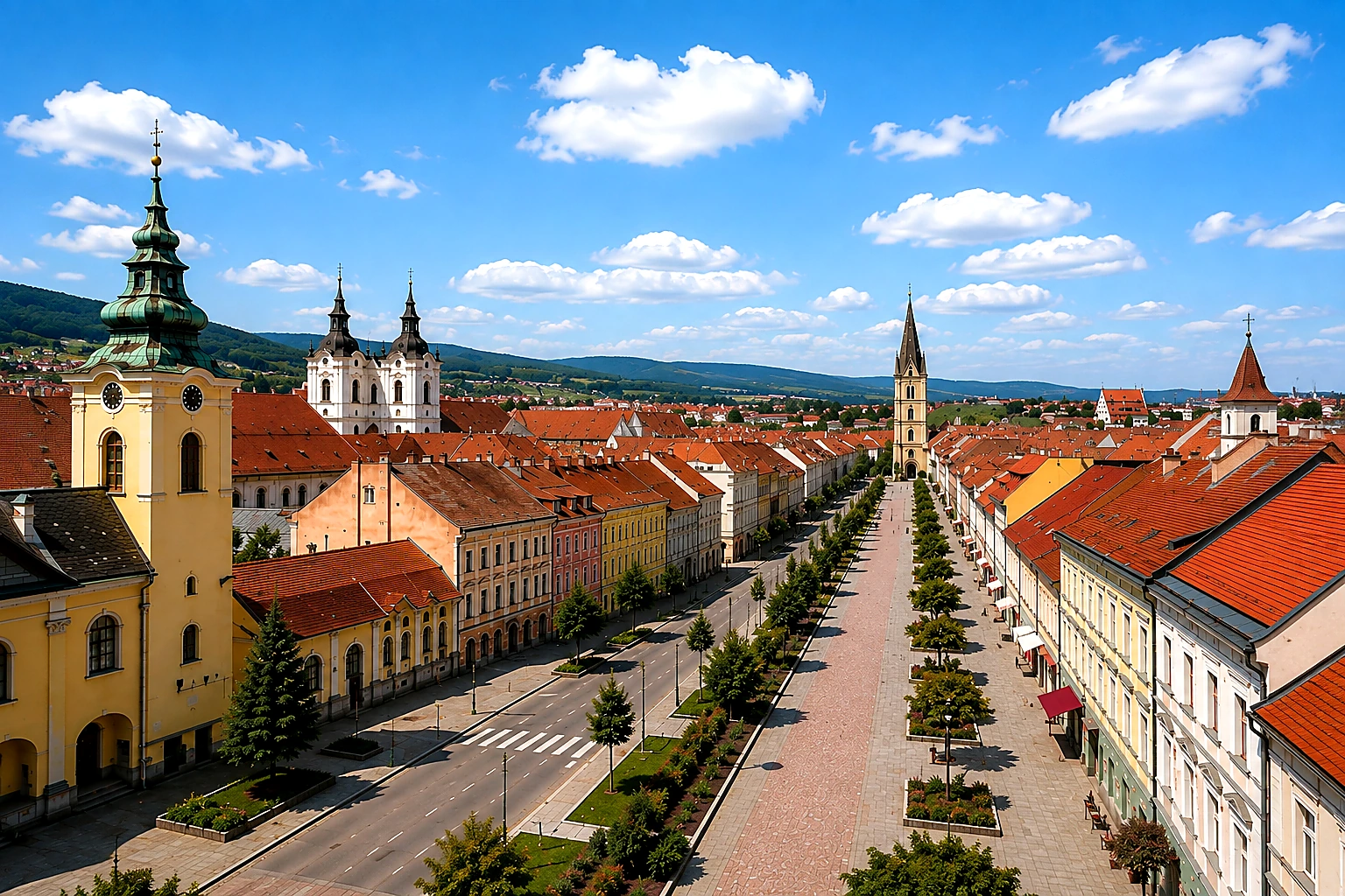 Prešov Historic Hlavná Skyline Natural – Metal Plaque