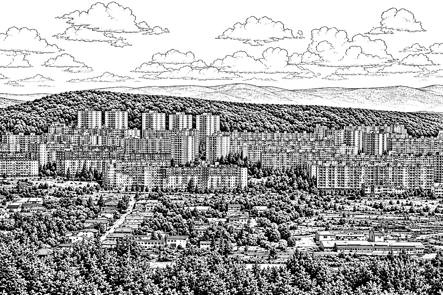 Košice Sídlisko Ťahanovce Monochrome – Metal Plaque