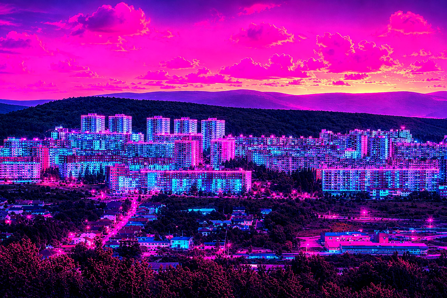 Košice Sídlisko Ťahanovce Cyberpunk – Metal Plaque