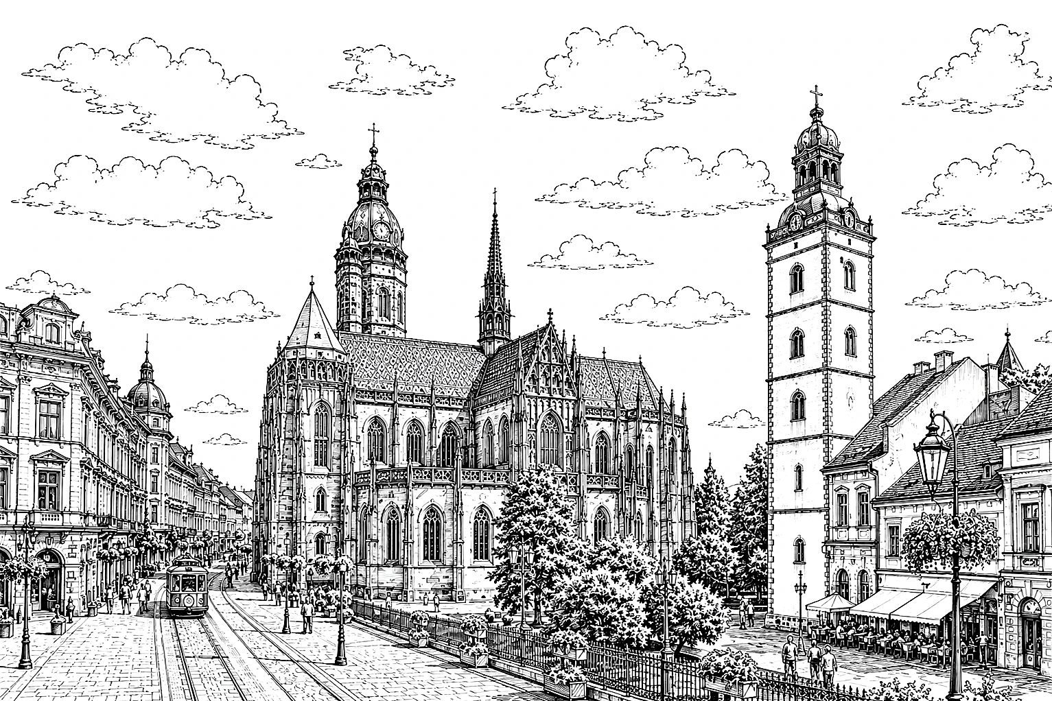 Košice St. Elisabeth Cathedral Monochrome – Metal Plaque
