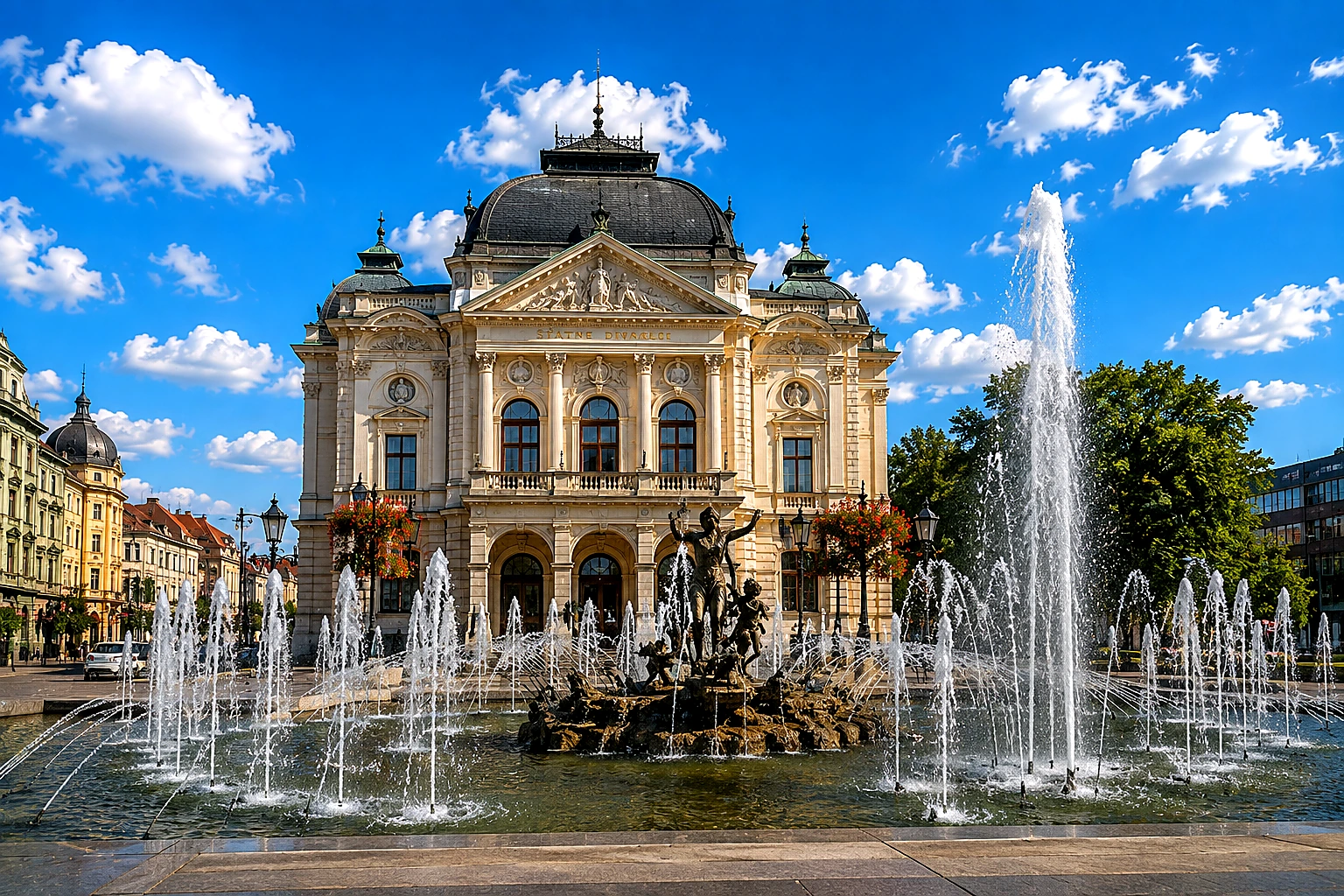 Košice State Theatre + Singing Fountain Natural – Metal Plaque