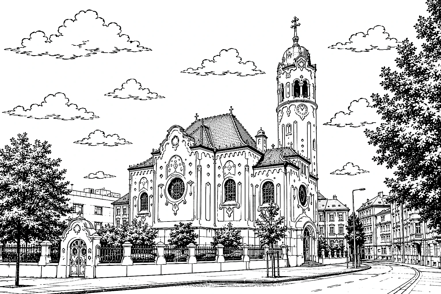 The Blue Church Bratislava Monochrome – Metal Plaque