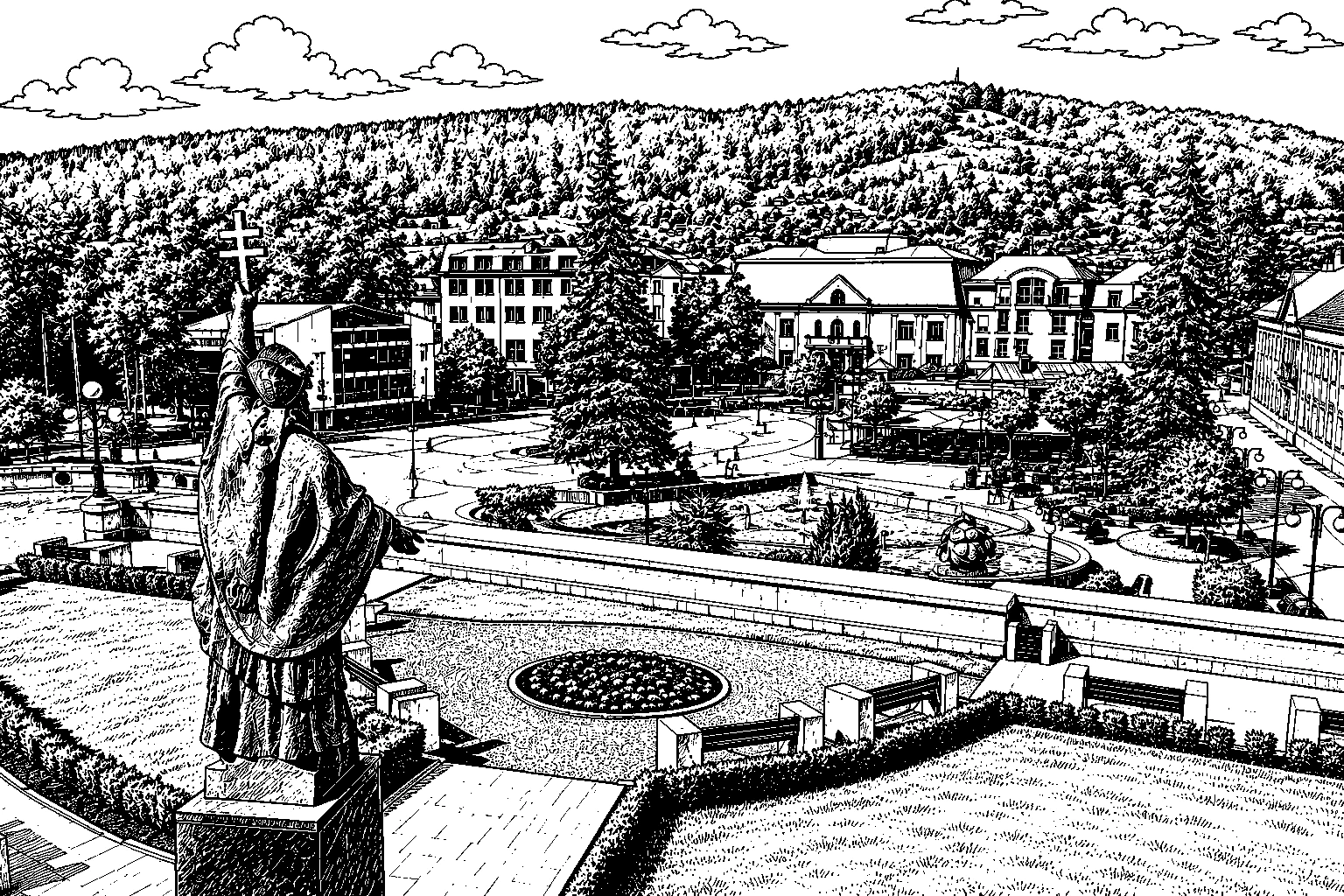 Žilina Andrej Hlinka Square Panorama Monochrome – Metal Plaque