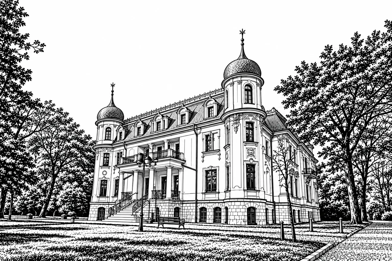 Schoen Palace in Black and White | 20 × 30 cm Plaque