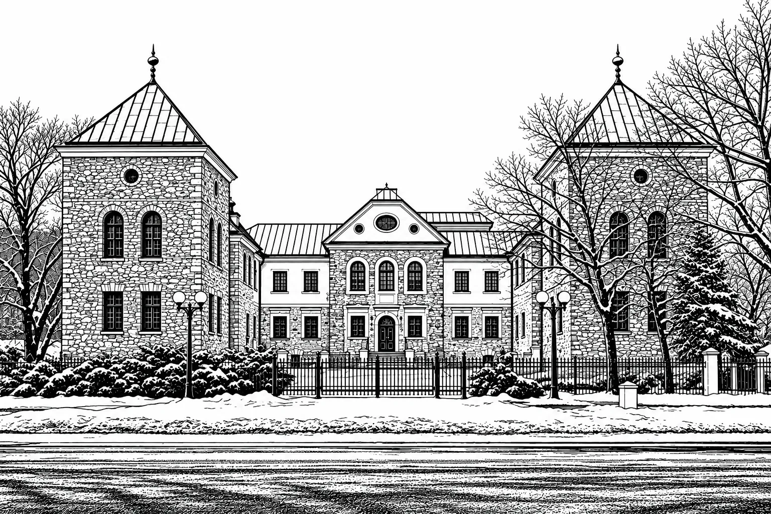 Sielecki Castle in Black and White | 20 × 30 cm Plaque