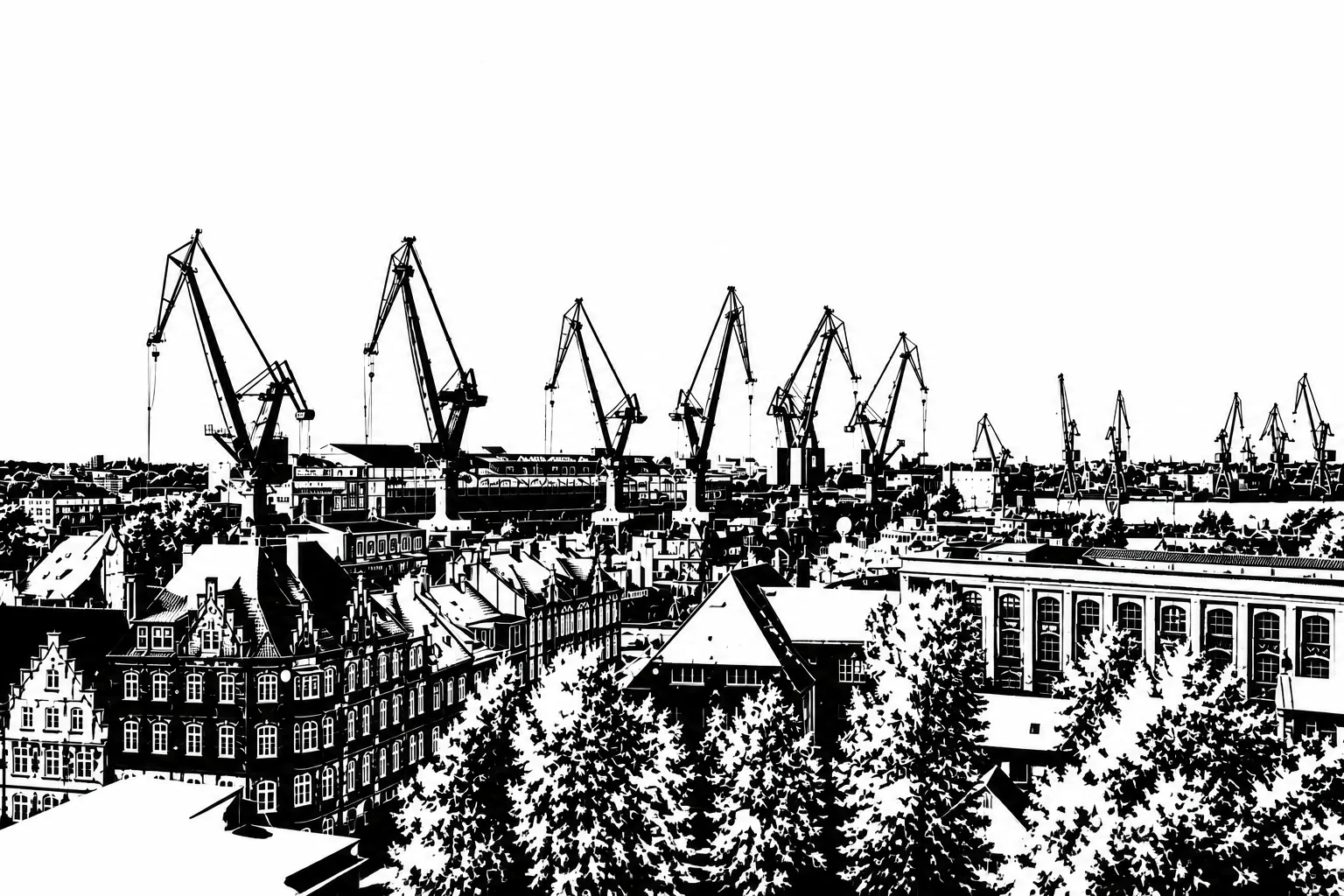 Gdańsk Shipyard Black & White Plaque – 20 × 30 cm