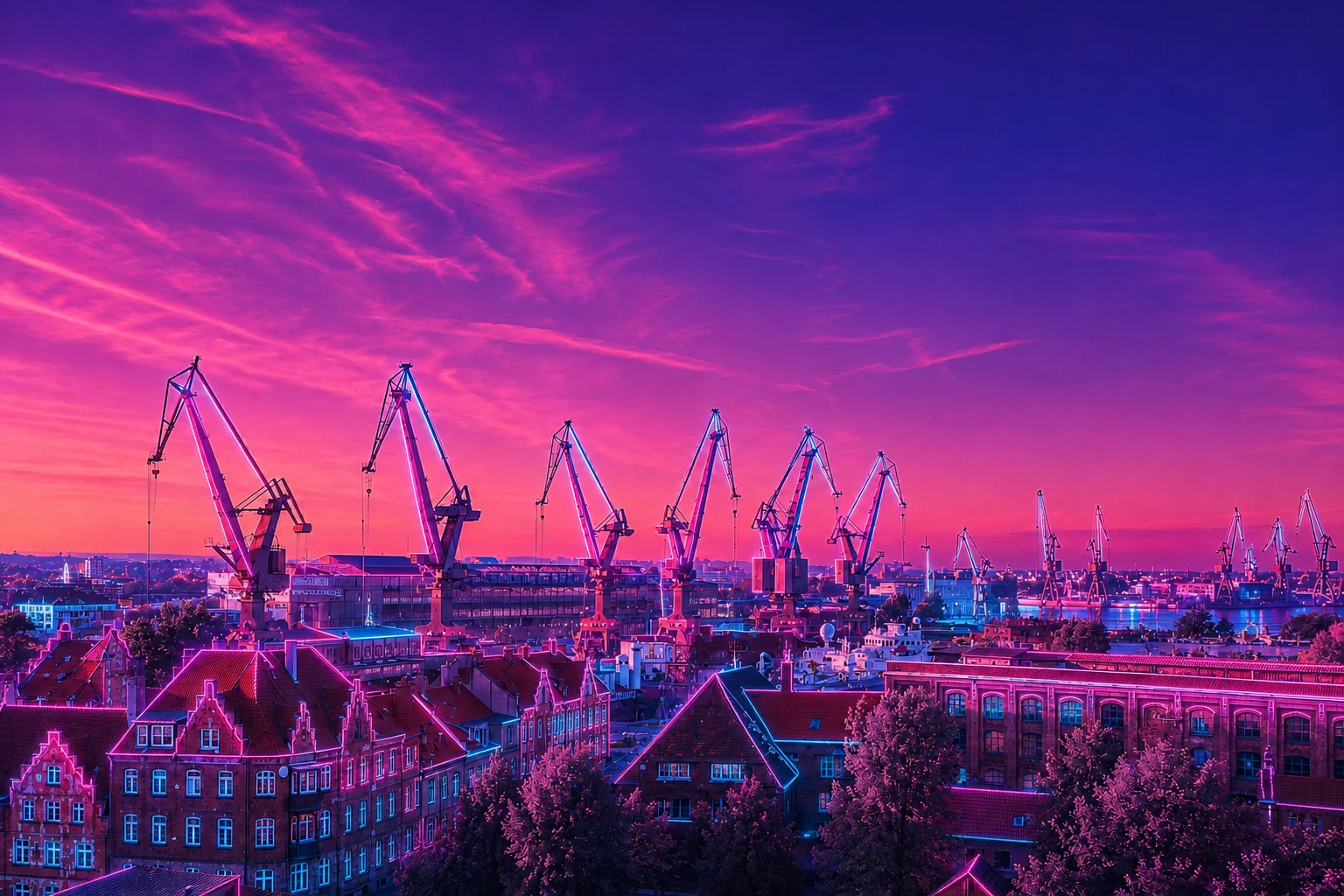 Gdańsk Shipyard Cyberpunk Plaque – 20 × 30 cm