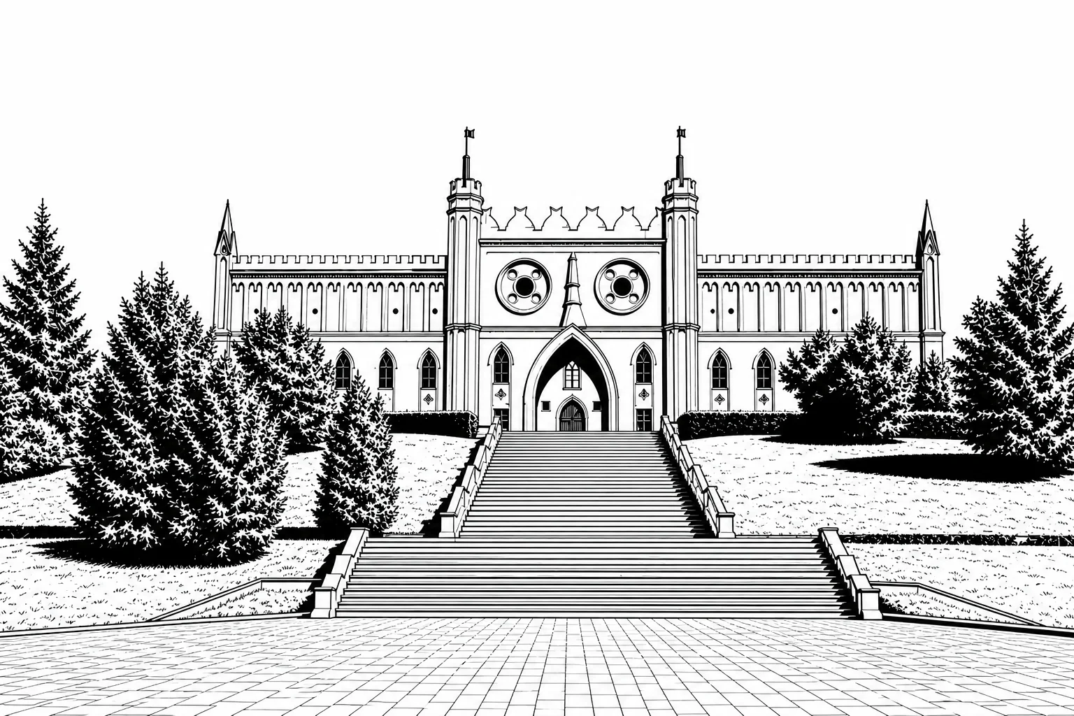 Lublin Castle Black & White Aluminium Plaque – 20 × 30 cm