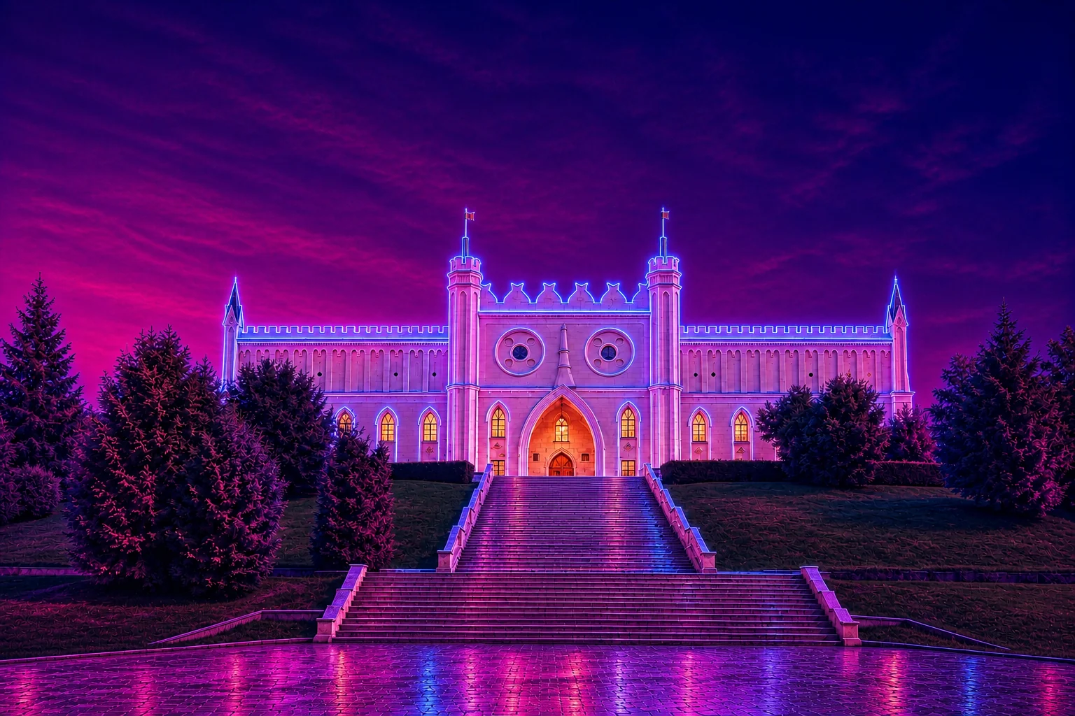 Lublin Castle Cyberpunk Aluminium Plaque – 20 × 30 cm