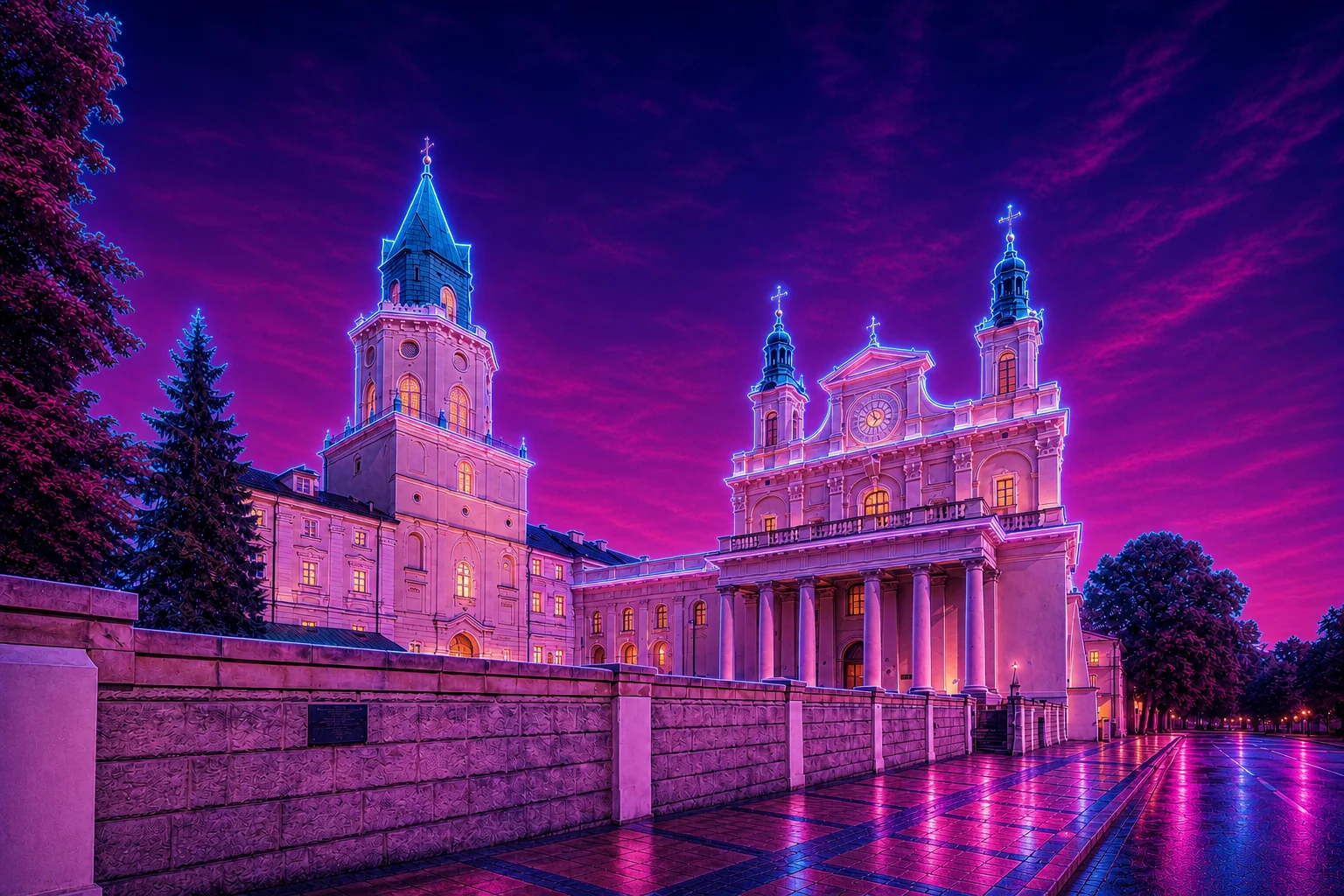 Lublin Cathedral and Trinitarian Tower Cyberpunk Plaque