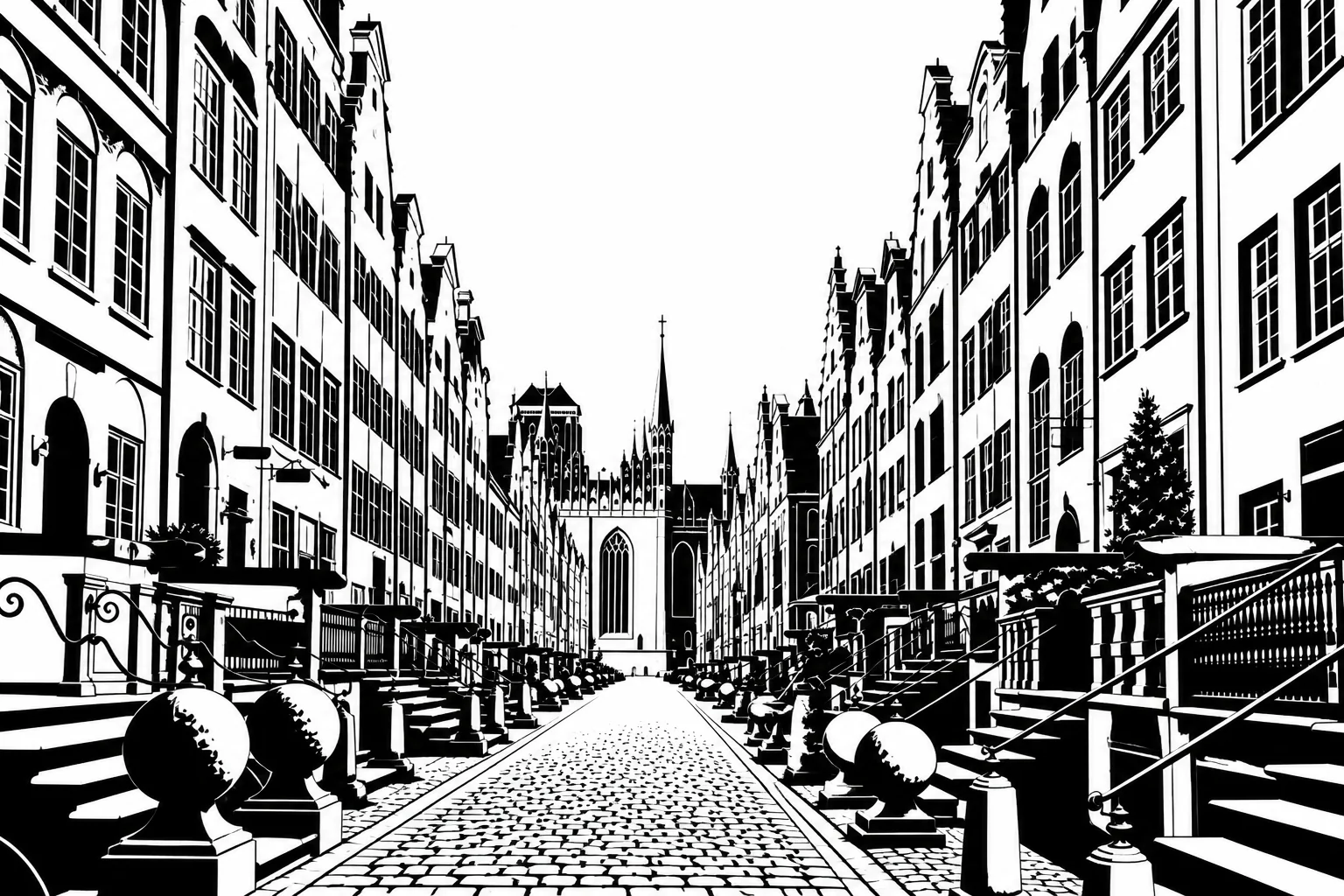 Gdańsk Mariacka Street Black & White Plaque
