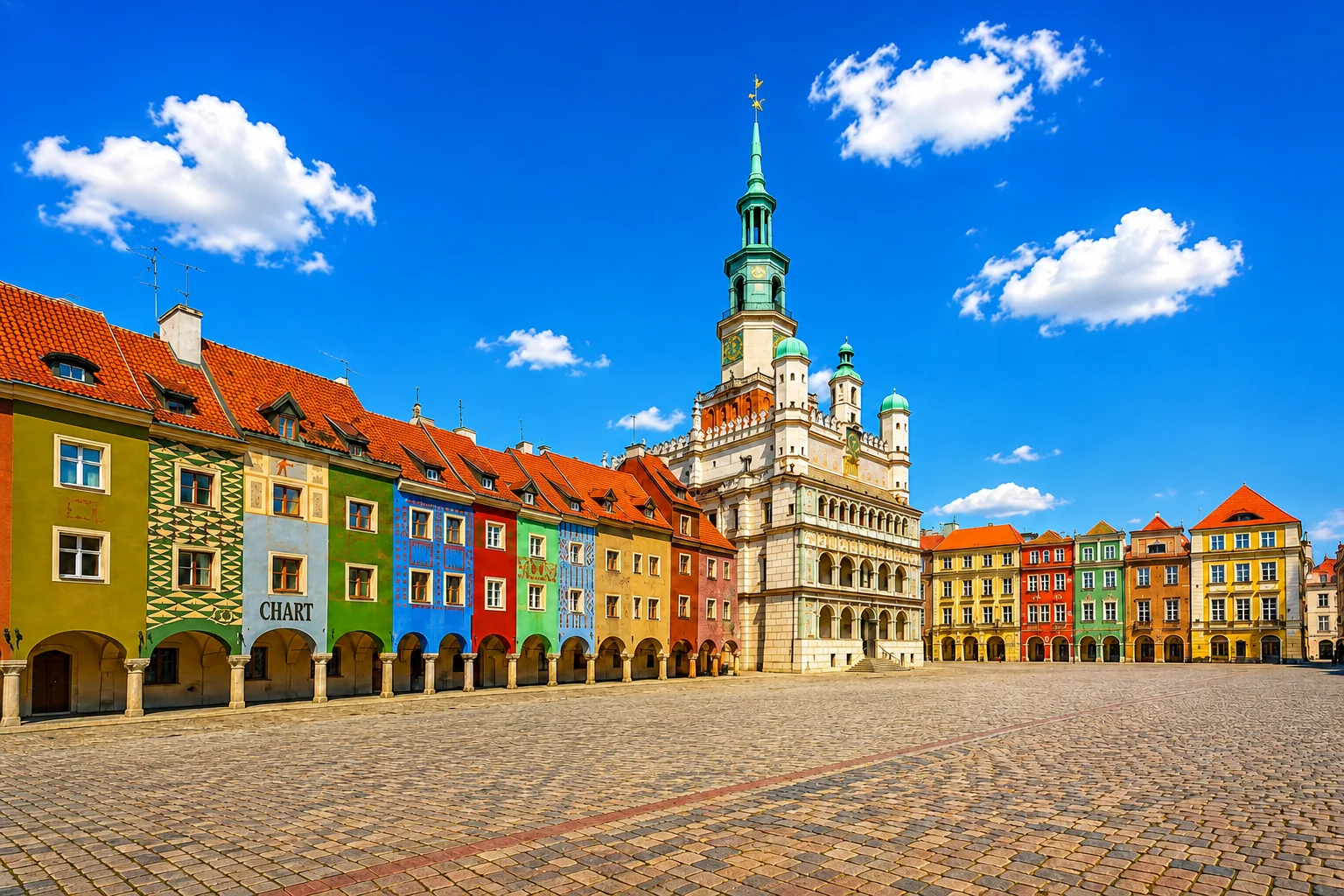 Poznań Old Market Square and Town Hall Colour Plaque