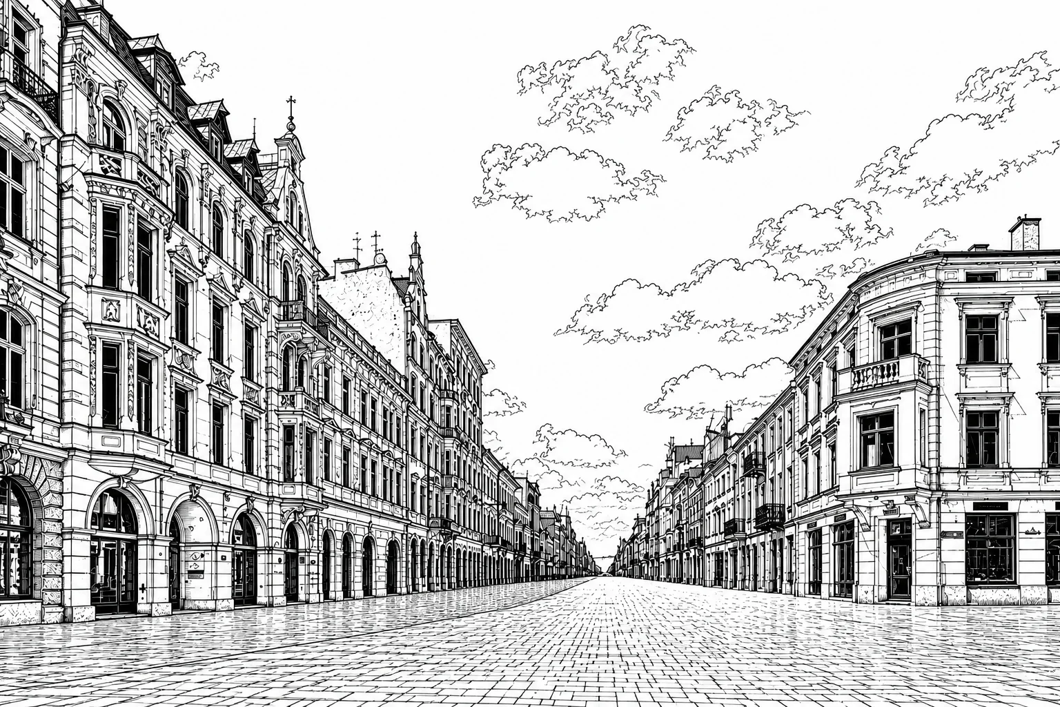 Piotrkowska Street Łódź Black & White Plaque
