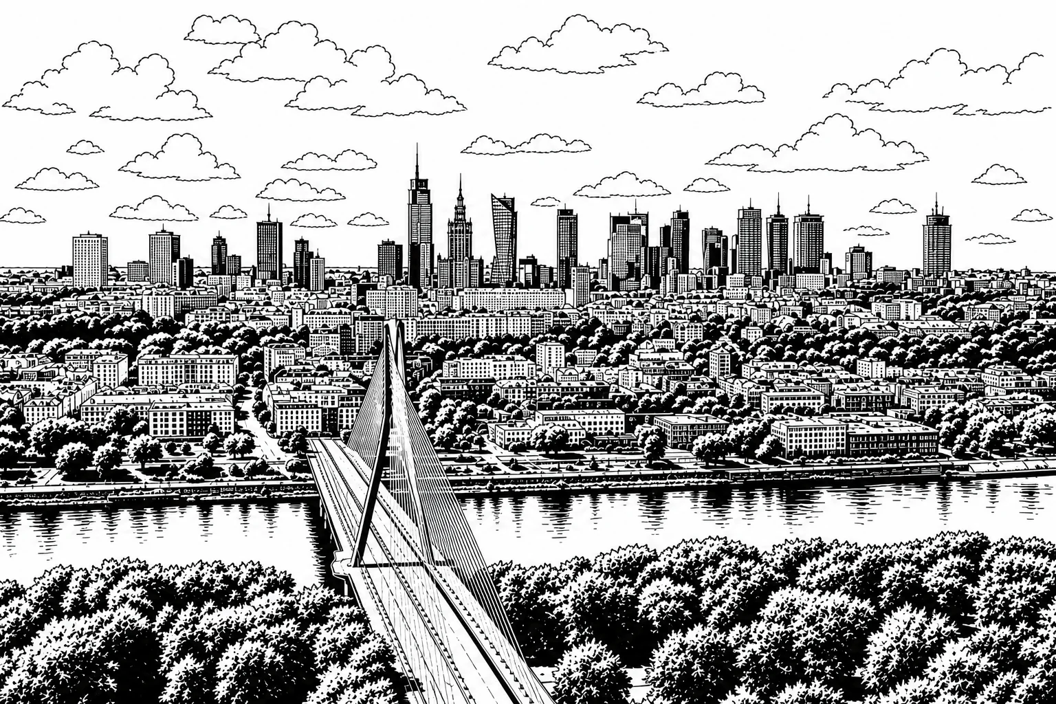 Modern Warsaw Skyline Cyberpunk Plaque – 20 × 30 cm
