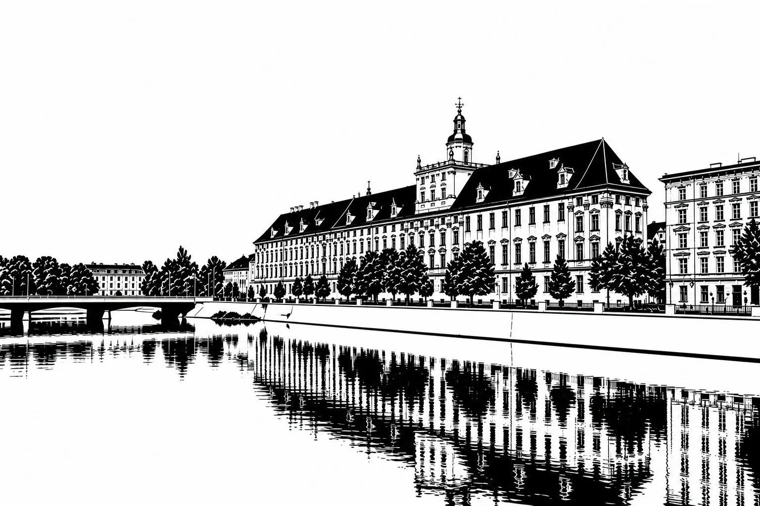 University of Wrocław and Oder Black & White Plaque